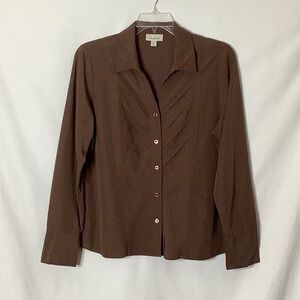 Dress Barn Chocolate Brown Long Sleeve Blouse Size XL Career Business